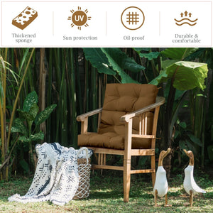 22 x 44 Inch Tufted Outdoor Patio Chair Seating Pad-Brown view 8