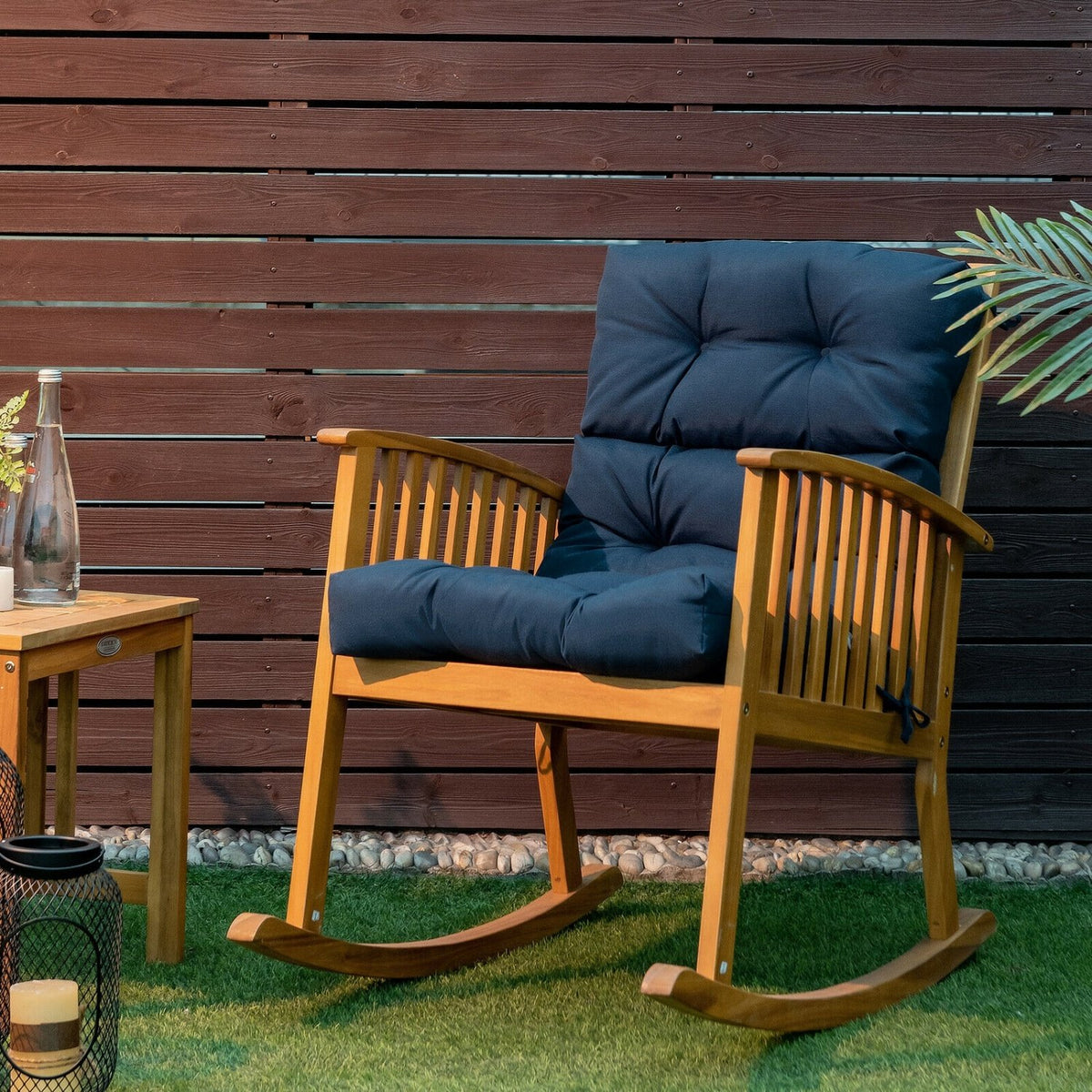22 x 44 Inch Tufted Outdoor Patio Chair Seating Pad-Blue view 2