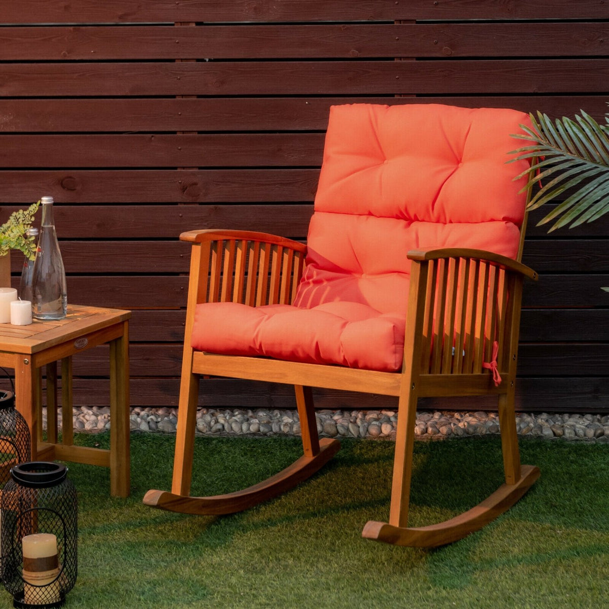22 x 44 Inch Tufted Outdoor Patio Chair Seating Pad-Orange view 2