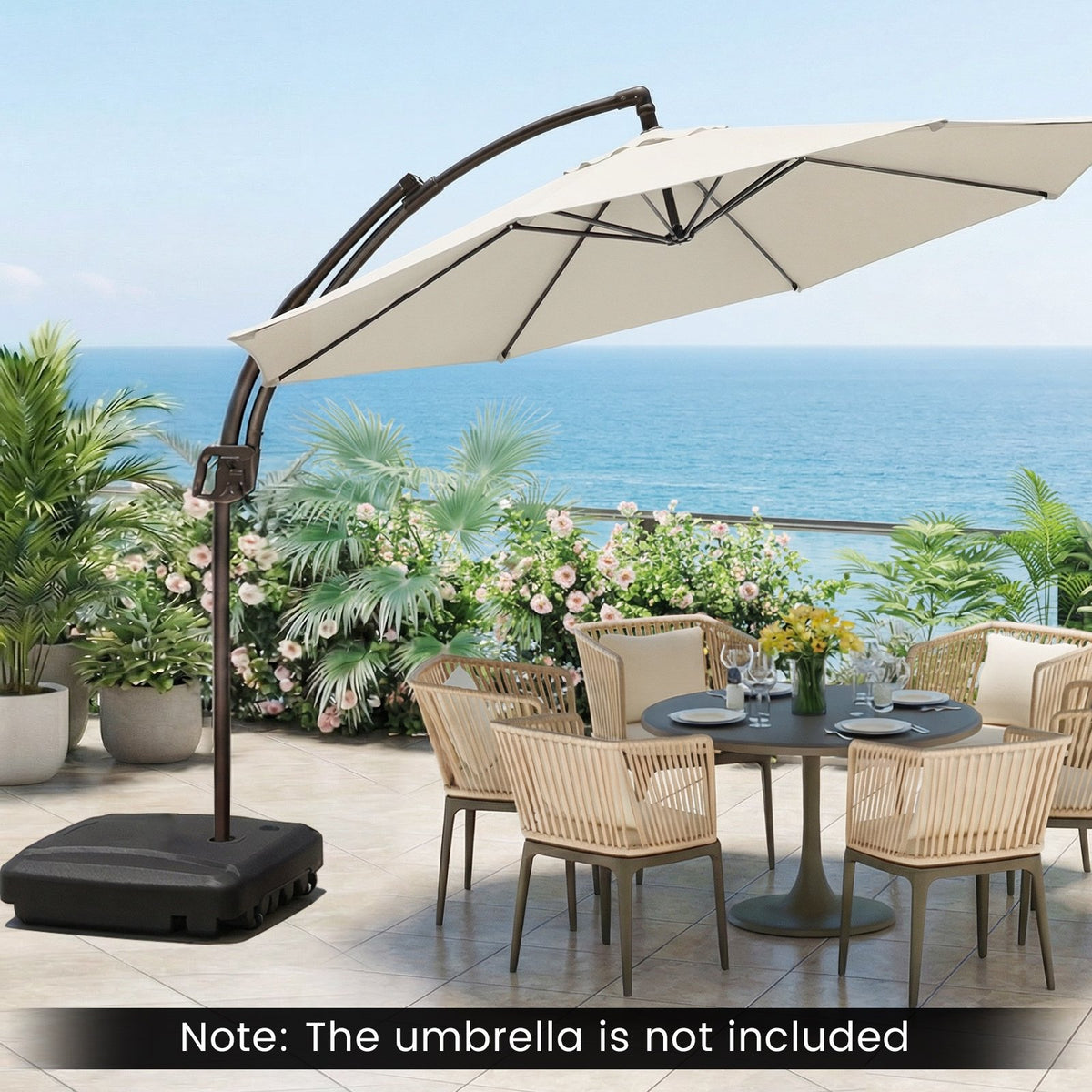 225 LBS Cantilever Patio Umbrella Base with Wheels and Crossed Base view 2