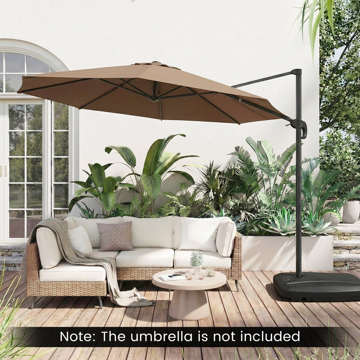 225 LBS Cantilever Patio Umbrella Base with Wheels and Crossed Base view 6