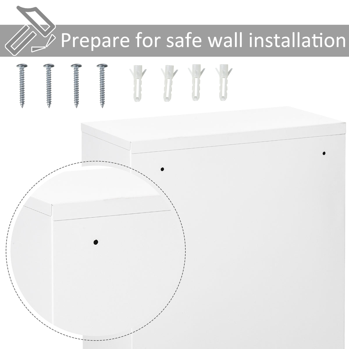 Wall Mount Medicine Cabinet 3 Tier Steel Emergency Box for Bathroom, Lockable with 2 Keys, White