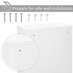 Wall Mount Medicine Cabinet 3 Tier Steel Emergency Box for Bathroom, Lockable with 2 Keys, White