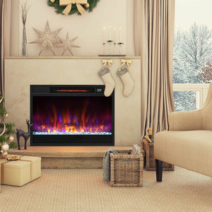 23 Inch 1500W Recessed Electric Fireplace Insert with Remote Control-Black view 2