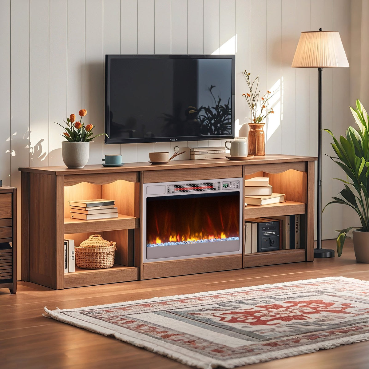 23 Inch 1500W Recessed Electric Fireplace Insert with Remote Control-Silver view 5