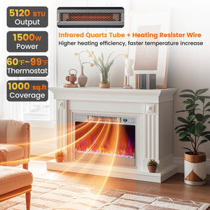 23 Inch 1500W Recessed Electric Fireplace Insert with Remote Control-Silver view 6