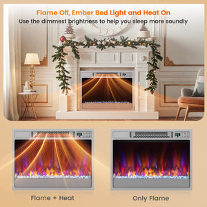 23 Inch 1500W Recessed Electric Fireplace Insert with Remote Control-Silver view 7