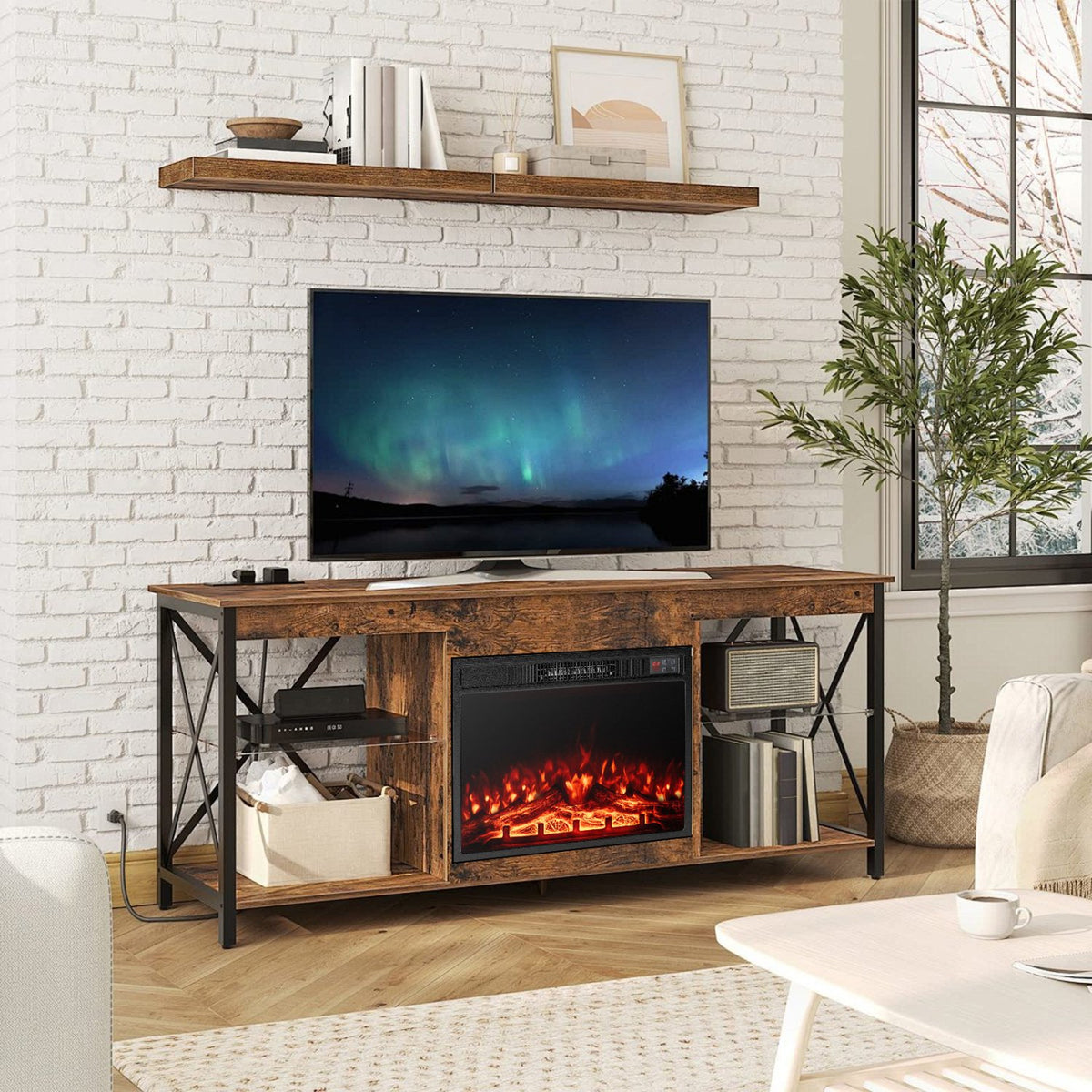 23 Inch Electric Fireplace Insert Fireplace Heater with Adjustable Flame Color view 5
