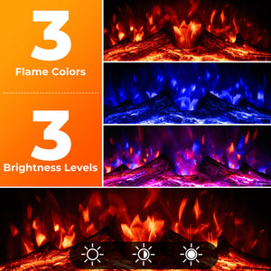 23 Inch Electric Fireplace Insert Fireplace Heater with Adjustable Flame Color view 8