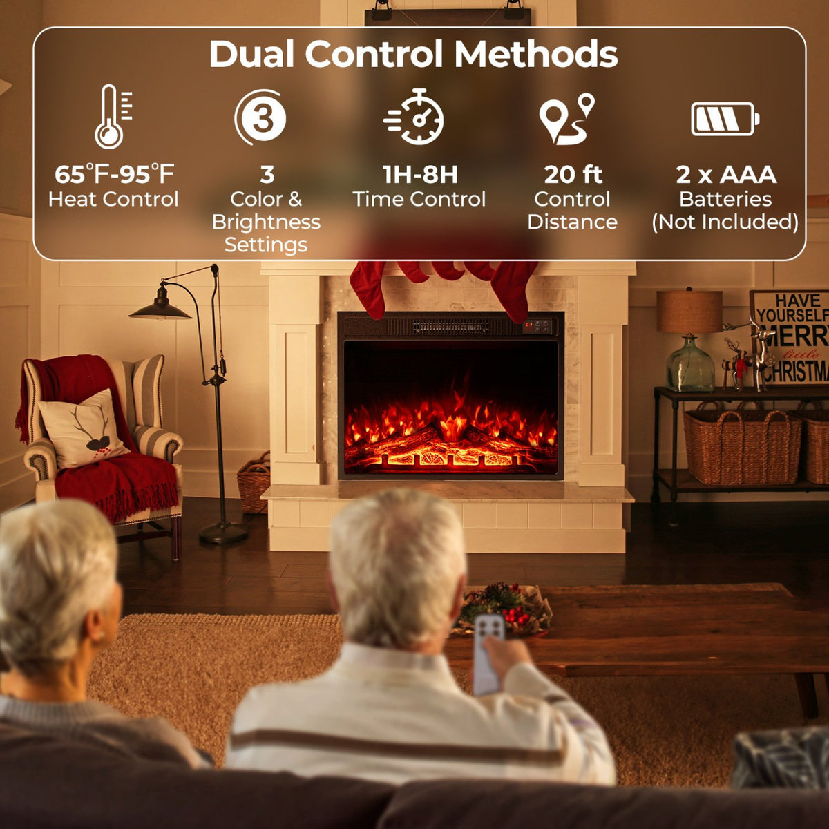 23 Inch Electric Fireplace Insert Fireplace Heater with Adjustable Flame Color view 9