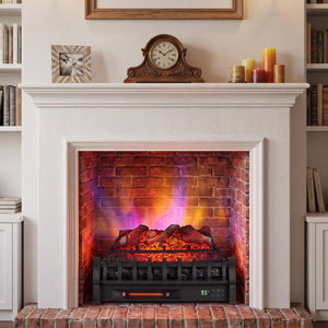 23 inches WiFi Fireplace Insert Lemonwood Set with App and Remote-Black view 3