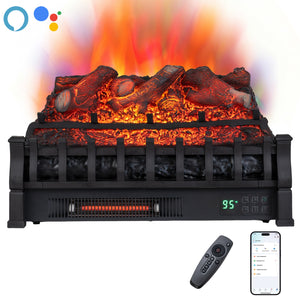 23 inches WiFi Fireplace Insert Lemonwood Set with App and Remote-Black view 4