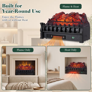 23 inches WiFi Fireplace Insert Lemonwood Set with App and Remote-Black view 9