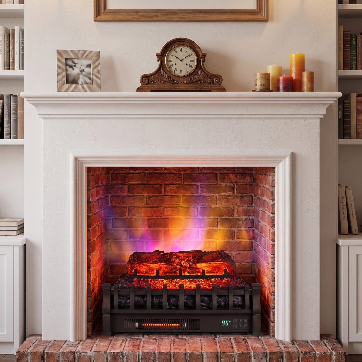 23 inches WiFi Fireplace Insert Pinewood Set with App and Remote-Black view 3