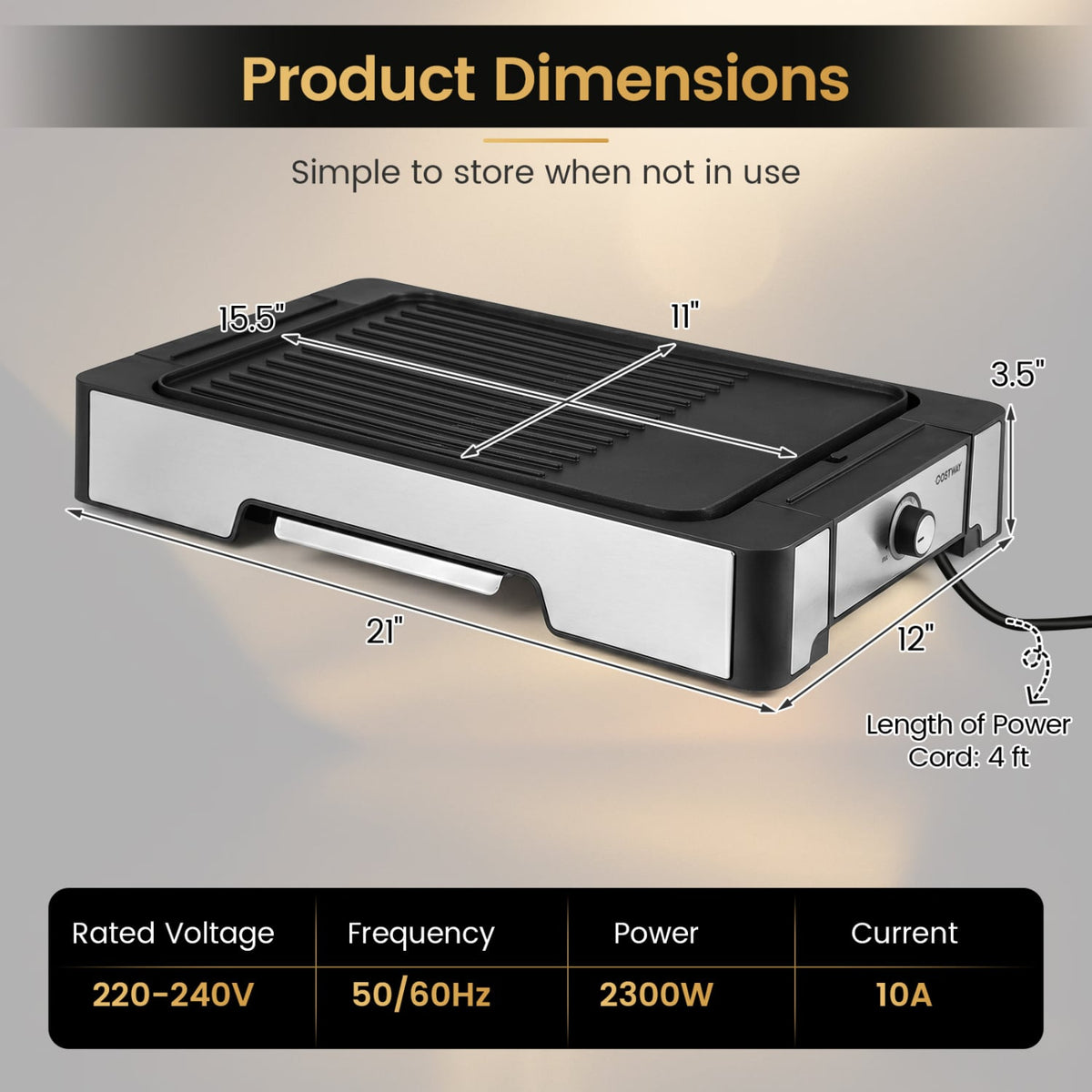 2300W Electric Griddle with Nonstick Die Cast Aluminum Cooking Surface view 5