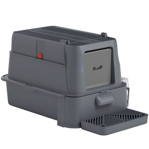 80L XL Stainless Steel Cat Litter Box for Big Cats with Flip Cover, Pull-Out Drawer Tray, High Sided