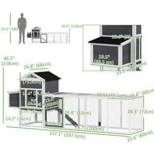 117" Extra Large Chicken Coop with Asphalt Roof, Wooden Hen House with Slide-out Tray – view 9