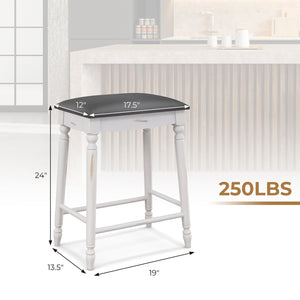 24 Inch Bar Stool Set of 2 with Padded Seat Cushions and Wood Legs-24 inches view 4