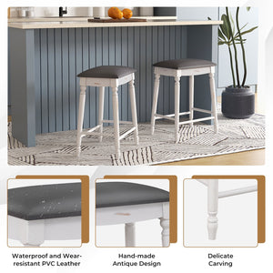 24 Inch Bar Stool Set of 2 with Padded Seat Cushions and Wood Legs-24 inches view 8