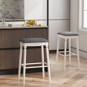 29 Inch Bar Stool Set of 2 with Padded Seat Cushions and Wood Legs-29 inches view 3