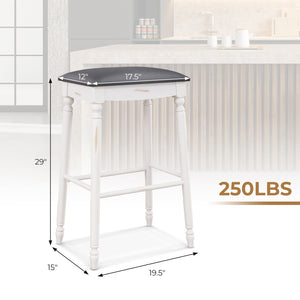 29 Inch Bar Stool Set of 2 with Padded Seat Cushions and Wood Legs-29 inches view 4