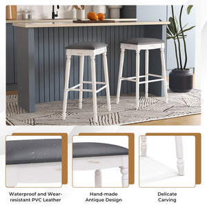 29 Inch Bar Stool Set of 2 with Padded Seat Cushions and Wood Legs-29 inches view 7