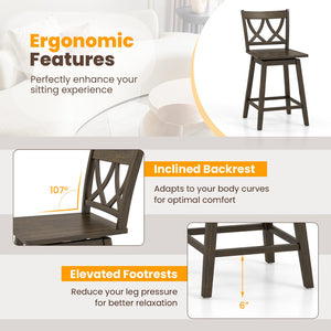 24/29 Inch Bar Stool Set of 2 Wooden Bar Chairs with Rubber Wood Frame-24 inches view 6
