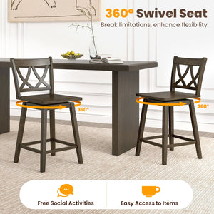 24/29 Inch Bar Stool Set of 2 Wooden Bar Chairs with Rubber Wood Frame-24 inches view 7