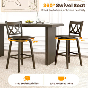 24/29 Inch Bar Stool Set of 2 Wooden Bar Chairs with Rubber Wood Frame-29 inches view 7