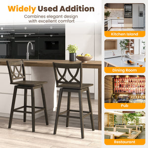 24/29 Inch Bar Stool Set of 2 Wooden Bar Chairs with Rubber Wood Frame-29 inches view 8