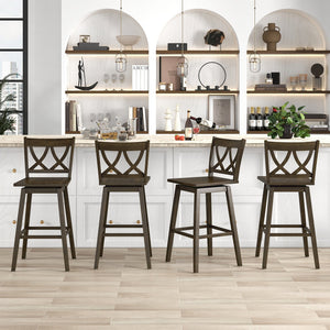 24/29 Inch Bar Stool Set of 2 Wooden Bar Chairs with Rubber Wood Frame-29 inches view 9