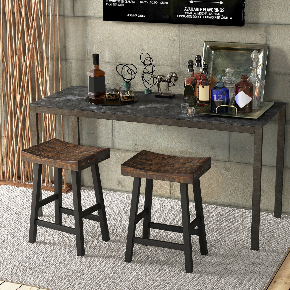 24 Inch Solid Wood Saddle-Seat with Curved Seat Surface and Comfortable Footrests-24 inches view 3