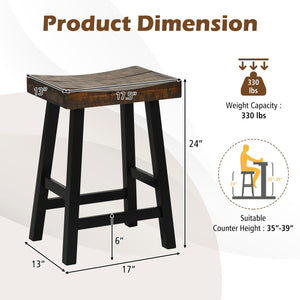 24 Inch Solid Wood Saddle-Seat with Curved Seat Surface and Comfortable Footrests-24 inches view 4