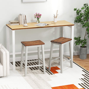 24.5-Inch Set of 2 Saddle Stools Bar Stools with Footrests for Kitchen Island-Walnut & Gray view 3