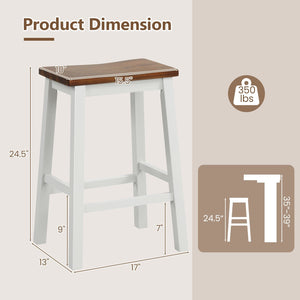 24.5-Inch Set of 2 Saddle Stools Bar Stools with Footrests for Kitchen Island-Walnut & Gray view 4