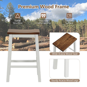 24.5-Inch Set of 2 Saddle Stools Bar Stools with Footrests for Kitchen Island-Walnut & Gray view 7