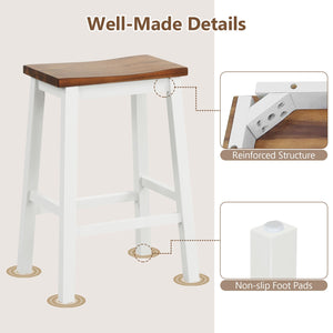 24.5-Inch Set of 2 Saddle Stools Bar Stools with Footrests for Kitchen Island-Walnut & Gray view 9