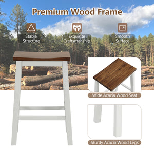 24.5-Inch Set of 4 Saddle Stools Bar Stools with Footrests for Kitchen Island-Walnut & Gray view 7