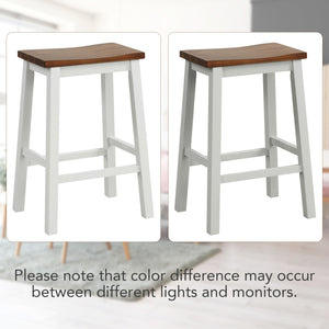 24.5-Inch Set of 4 Saddle Stools Bar Stools with Footrests for Kitchen Island-Walnut & Gray view 8