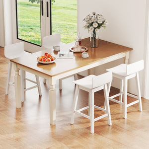 24.5 Inch Swivel Wooden Bar Stools Set of 4 with Rubber Wood Legs and Low Back-White view 3