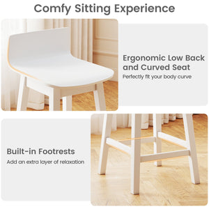 24.5 Inch Swivel Wooden Bar Stools Set of 4 with Rubber Wood Legs and Low Back-White view 7