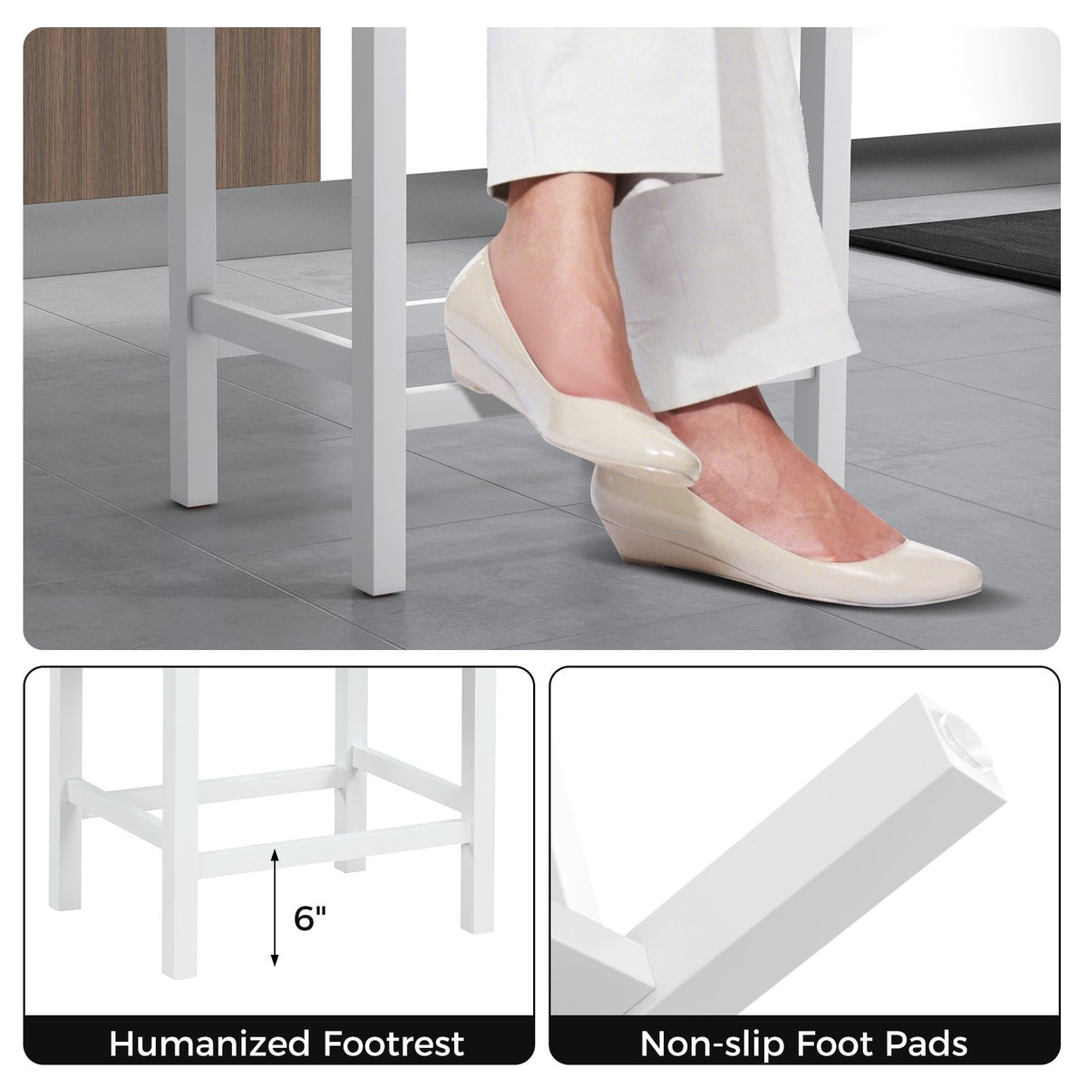 24.5 Inches Linen Fabric Saddle Stools Set of 2 with Cushioned Seat-Black and White view 8