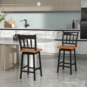 24.5 Inches Set of 2 Swivel Bar Stools with 360° Swiveling-Black view 2