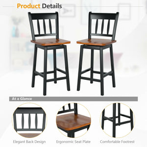 24.5 Inches Set of 2 Swivel Bar Stools with 360° Swiveling-Black view 7