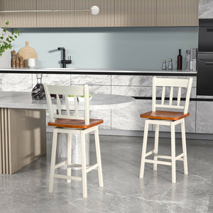 24.5 Inches Set of 2 Swivel Bar Stools with 360° Swiveling-White view 2