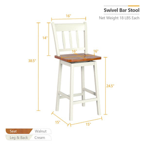 24.5 Inches Set of 2 Swivel Bar Stools with 360° Swiveling-White view 4