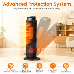24 inch 1500W PTC Ceramic Tower Space Heater with 7-Color Flame-Black view 8