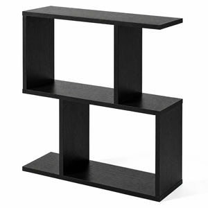 24 Inch 3-Tier Geometric Bookshelf with Thick Foot Pads-Black