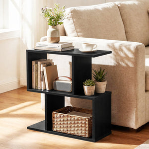 24 Inch 3-Tier Geometric Bookshelf with Thick Foot Pads-Black view 2