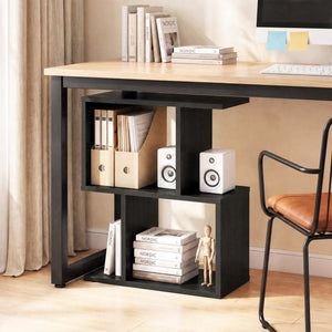24 Inch 3-Tier Geometric Bookshelf with Thick Foot Pads-Black view 3